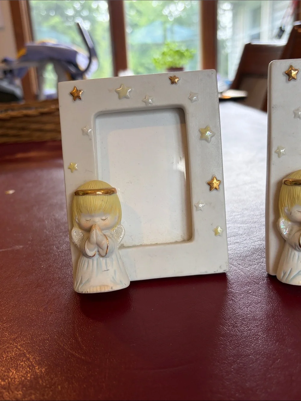Pair of Praying Angel Ceramic Photo Frames